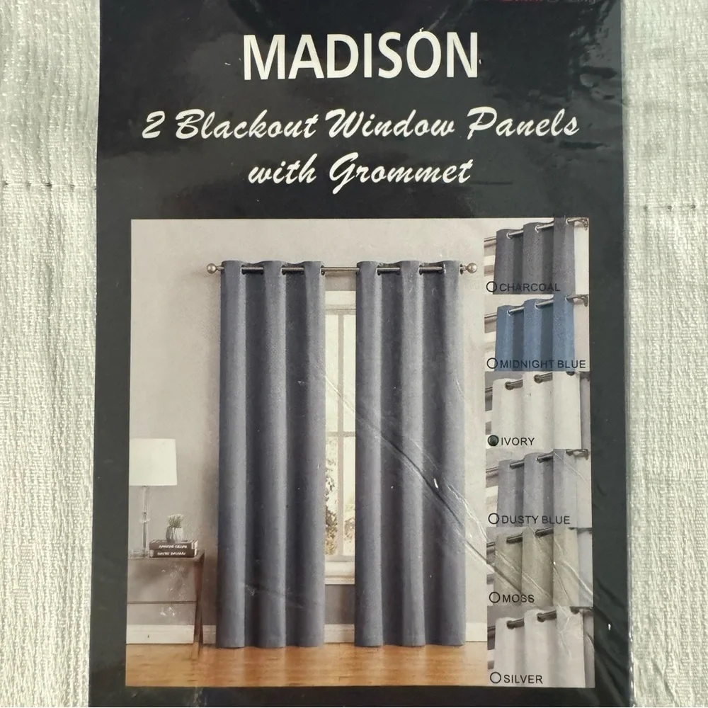 Madison Ivory 2 blackout window panels with grommet